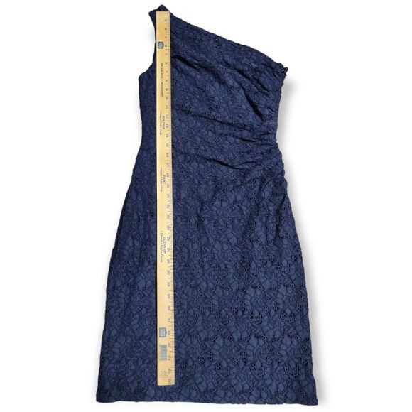 RALPH LAUREN BLUE ONE SHOULDER LACE FITTED EVENING DRESS SIZE 10 - Picture 2 of 6